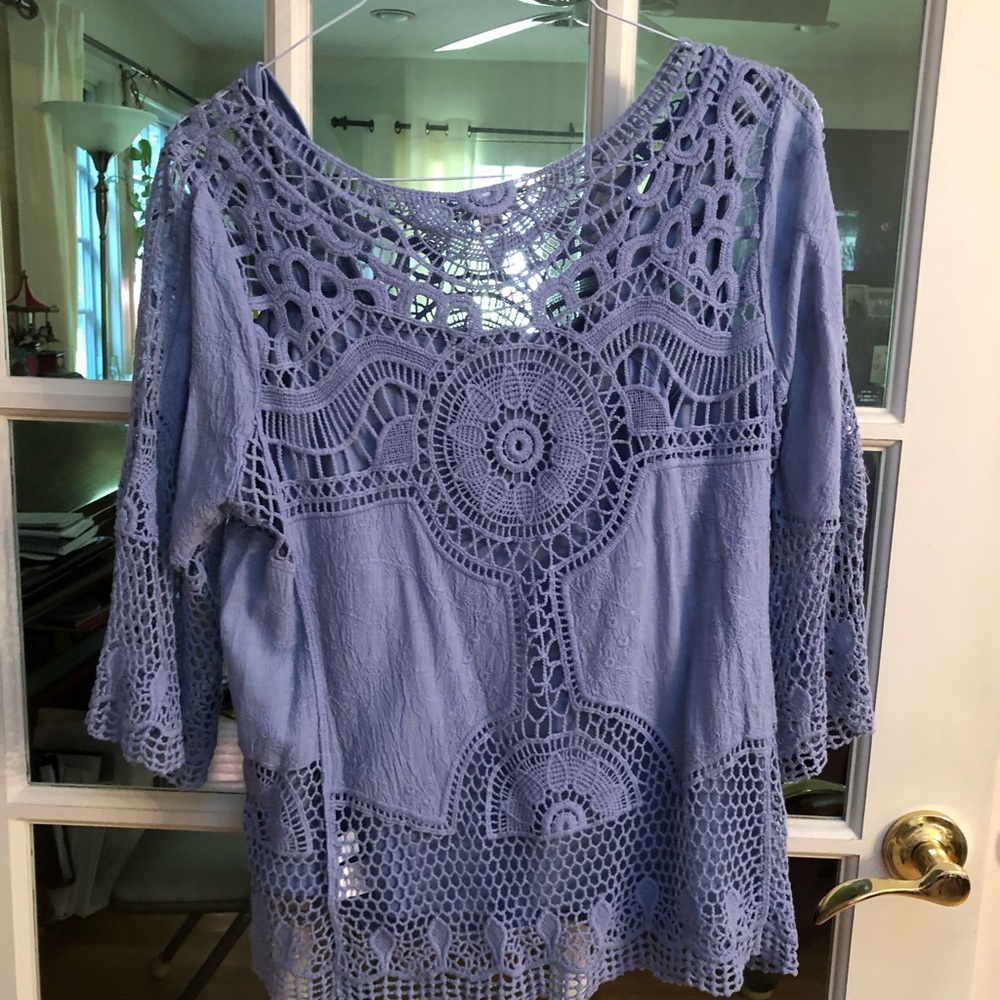 Lace look shirt with under slip